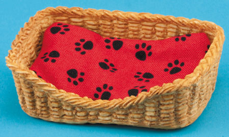 Dollhouse Miniature Dog Bed, Rectangular, Red